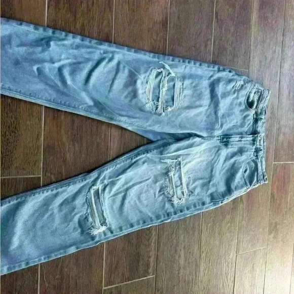 American Eagle AE Curvy Mom Jean #2292 6R Denim Frayed Distressed - Picture 3 of 9